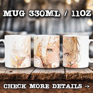 Popular Anime Virtual Singer Idol Mug, Glossy Coffee Cup, Anime fan, 11oz 330ml, Japanese Art Style, waifu otaku, moe kawaii, chibi reaction