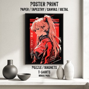 Popular Mecha Anime Pilot Girl Poster - Watercolor, Robot, Waifu Otaku Gift Fabric, tapestry Canvas, pop art print, retro oldschool metal