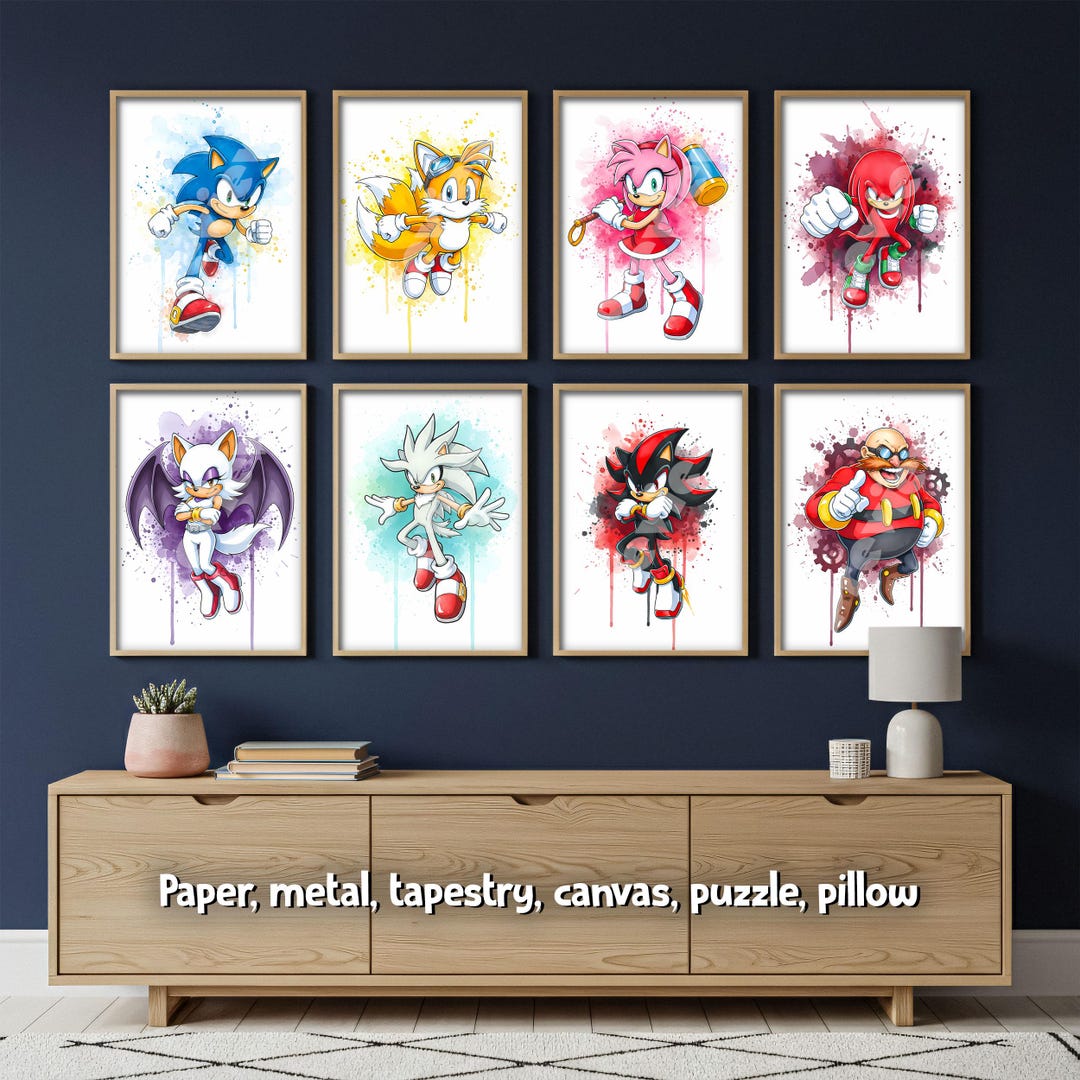 Sonic Poster Bundle, Gallery Set of 6 Poster Prints, Sonic, Kids Room ...