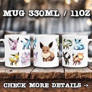 Ceramic Cute Monster Evolution Mug, Glossy Coffee Cup, Cartoon Kids Gift, Anime fan, 11oz 330ml, Japanese Art Style, Birthday, nostalgic