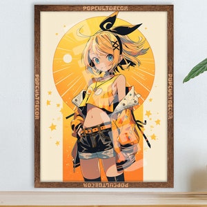 Popular Virtual Idol Anime Girl Poster - Watercolor, Waifu Otaku Gift Fabric, tapestry Canvas, pop art print, vocal, retro oldschool metal
