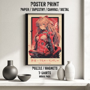 Popular Mecha Anime Pilot Girl Poster - Watercolor, Robot, Waifu Otaku Gift Fabric, tapestry Canvas, pop art print, retro oldschool metal