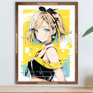 Popular Virtual Idol Anime Girl Poster - Watercolor, Waifu Otaku Gift Fabric, tapestry Canvas, pop art print, vocal, retro oldschool metal