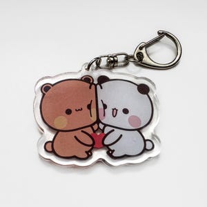Dudu & Bubu Keychain, Goma and Peach, Gift for lovers