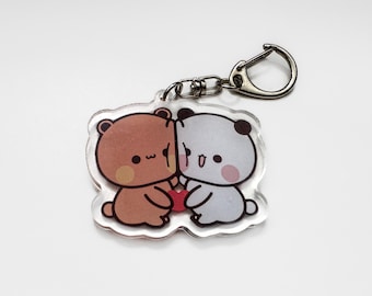 Dudu & Bubu Keychain, Goma and Peach, Gift for lovers