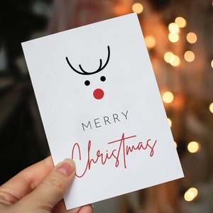 Carte renne de Noël imprimable format A5 FR | EN