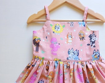 Girls Bluey dress 100% cotton Size 1-7