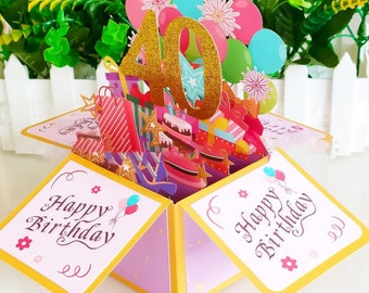 Carte-cadeau 3D Pop Up unique : cadeaux d'anniversaire joyeux anniversaire présents 3D Pop Up Card Wedding Invitation Card Party Supplies