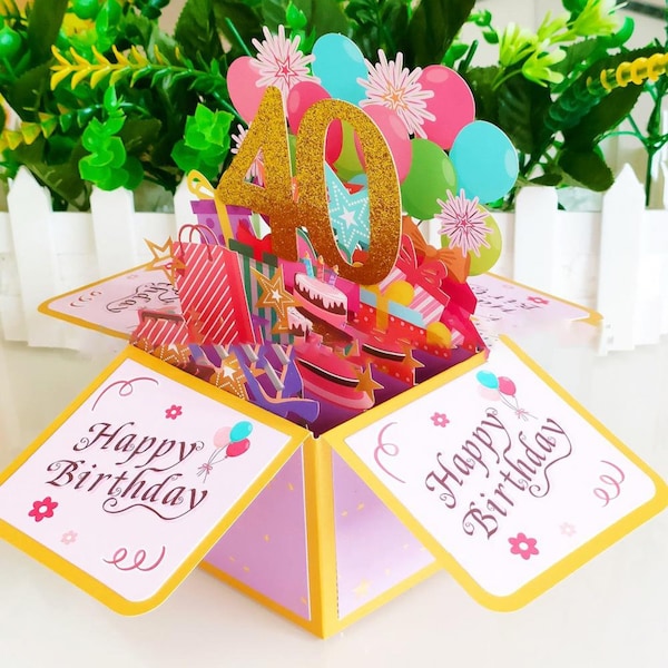 Einzigartige 3D Pop up Geschenkkarte: Happy Birthday Geburtstag Geschenke Geschenk 3D Pop up Karte Hochzeit Einladungskarte Partybedarf