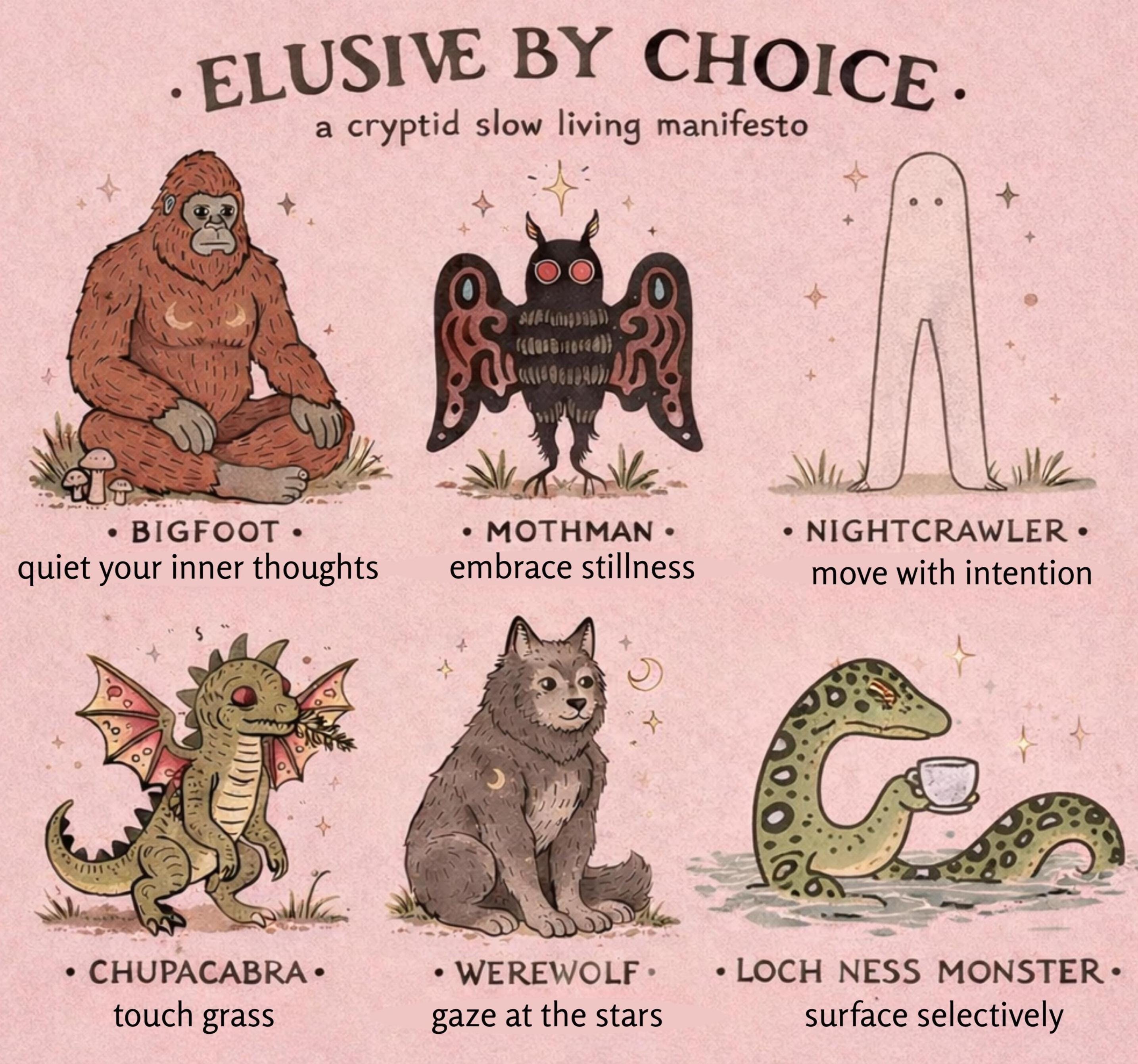 Cryptid Folklore Sticker Set | Hand Drawn Bigfoot Mothman Nightcrawler ...