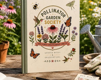 Diario de jardinería para polinizadores / Planificador de jardines con plantas autóctonas / Cuaderno de naturaleza sobre abejas y mariposas / Libro de registro de jardinería / Regalo de jardinería