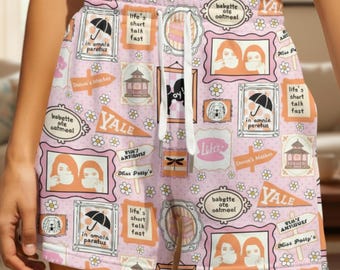 Womens Pajama Bottoms TV Fan Lounge Sleep Bottoms Pink and Orange