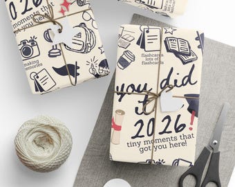 Graduation Wrapping Paper, You Did It Gift Wrap, Grad Party Paper, College Graduation Gift Wrap, High School Class of 2026 Wrapping Paper