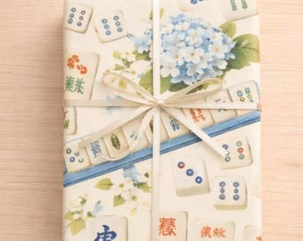 Mahjong Tile Wrapping Paper Floral Hydrangea | Mahjong Mom Gift | Coastal Grandmillennial Mahjong Print | Game Night Mothers Day Gift