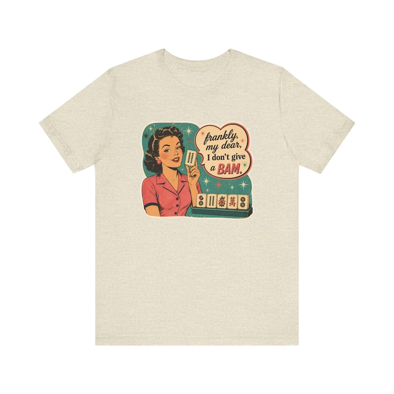 Mahjong Player Tshirt I Don’t Give a BAM Shirt, Mahjong Gift for Women, Retro Mahjong Tee, Mahjong Mom Shirt, Coffee Mahjong Game Night Tee image 3
