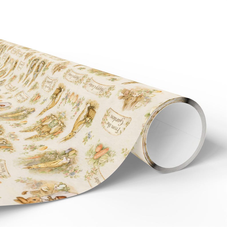 Classic Peter Rabbit Wrapping Paper Vintage Beatrix Potter Easter Gift Wrap Spring Garden Bunny Vegetable Illustration image 3