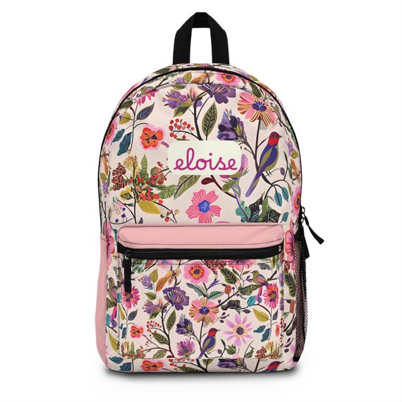 Wildflower Backpack Botanical Print With Name Floral Backpack