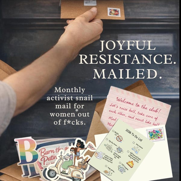 Progressive Activist Snail Mail Club – Resist Stickers, Personalized Bookmark, Orig Artwork Notecard Anti Trump Gift for Her Sent Monthly