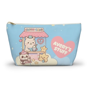 Trousse personnalisée pour thé Boba arc-en-ciel, pochette pour fournitures scolaires, sac à accessoires pour fille, cadeau personnalisé, motif animalier kawaii avec lama