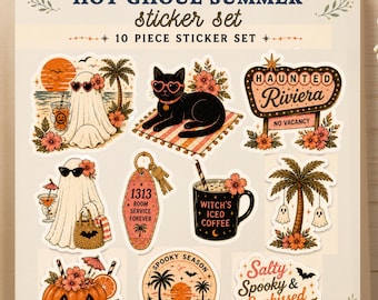 Hot Ghoul Summer Sticker Set | Summerween Stickers | Coastal Witch Vinyl Stickers | Ghost Beach Club Sticker Pack | Spooky Cute