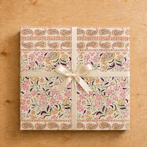 Indian Sari Wrapping Paper Roll: Paisley Floral Gift Wrap for Diwali, Weddings, All Occasions