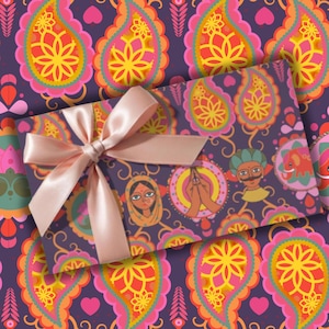 Indian Wedding Wrapping Paper, Rangoli Print for Modern Desis, Indian Tradition, Diwali Gift Wedding Bridal Gift Wrap Roll
