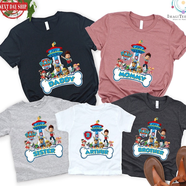 Paw Patrol Birthday Shirt, Custom Paw Patrol T Shirt, Personalized Family Birthday Boy and Girl T Shirt