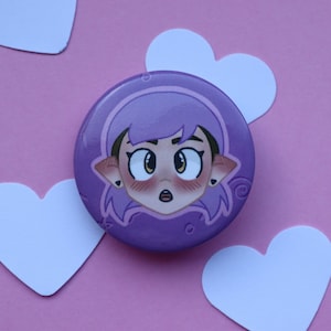 Purple hair Amity Blight The Owl House blushing button badge