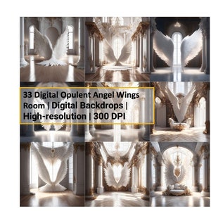 33 High-Resolution Opulent Angel Wing Digital Backgrounds | Maternity Backdrops | Studio Backdrops | Fine Art | Photoshop Overlays