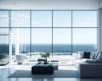 Ocean View Living Room | Backdrop | Zoom Virtual Backgrounds | Office Background | Microsoft Teams | Facebook | WebEx | Skype | Google Meet