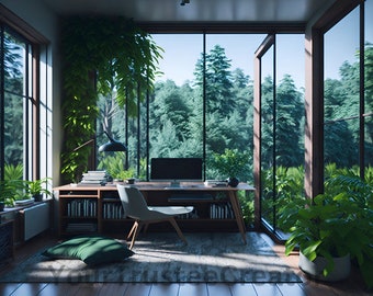 Nature Office| Backdrop | Zoom Virtual Backgrounds | Office Background | Microsoft Teams | Facebook | WebEx | Skype | Google Meet