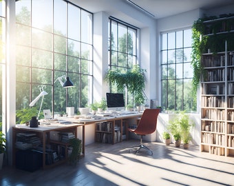 Nature Office | Backdrop | Zoom Virtual Backgrounds | Office Background | Microsoft Teams | Facebook | WebEx | Skype | Google Meet | Print