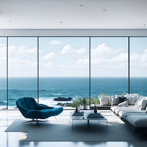 Ocean View Living Room | Backdrop | Zoom Virtual Background | Office | Microsoft Teams | Facebook | WebEx | Skype | Google Meet