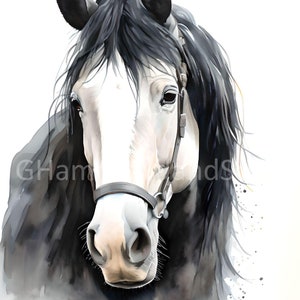 Portrait of Shire Horse art digital print - A3 portrait - PNG file - Digital download