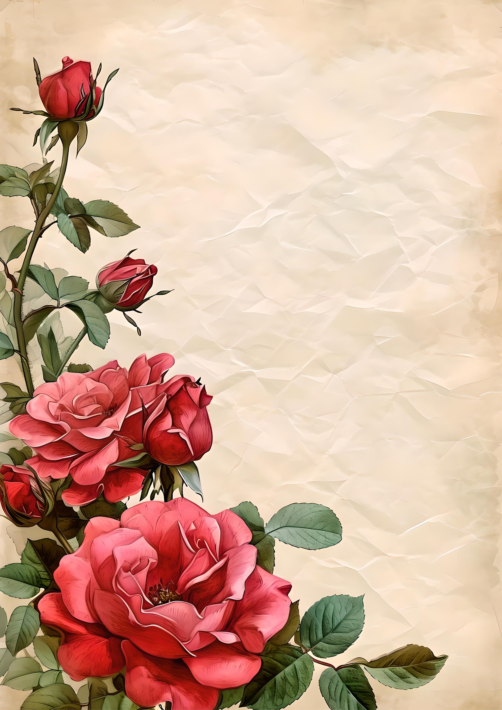 Roses Digital Paper Background 5 Off, Valentines Day, A3 300dpi, PNG ...