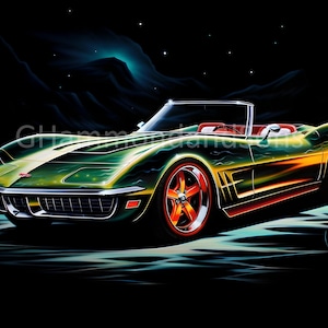 Corvette Stingray car art digital print - A3 landscape - PNG file - Digital download