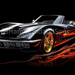 Corvette Stingray car art digital print - A3 landscape - PNG file - Digital download