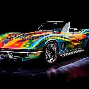 Corvette Stingray car art digital print - A3 landscape - PNG file - Digital download