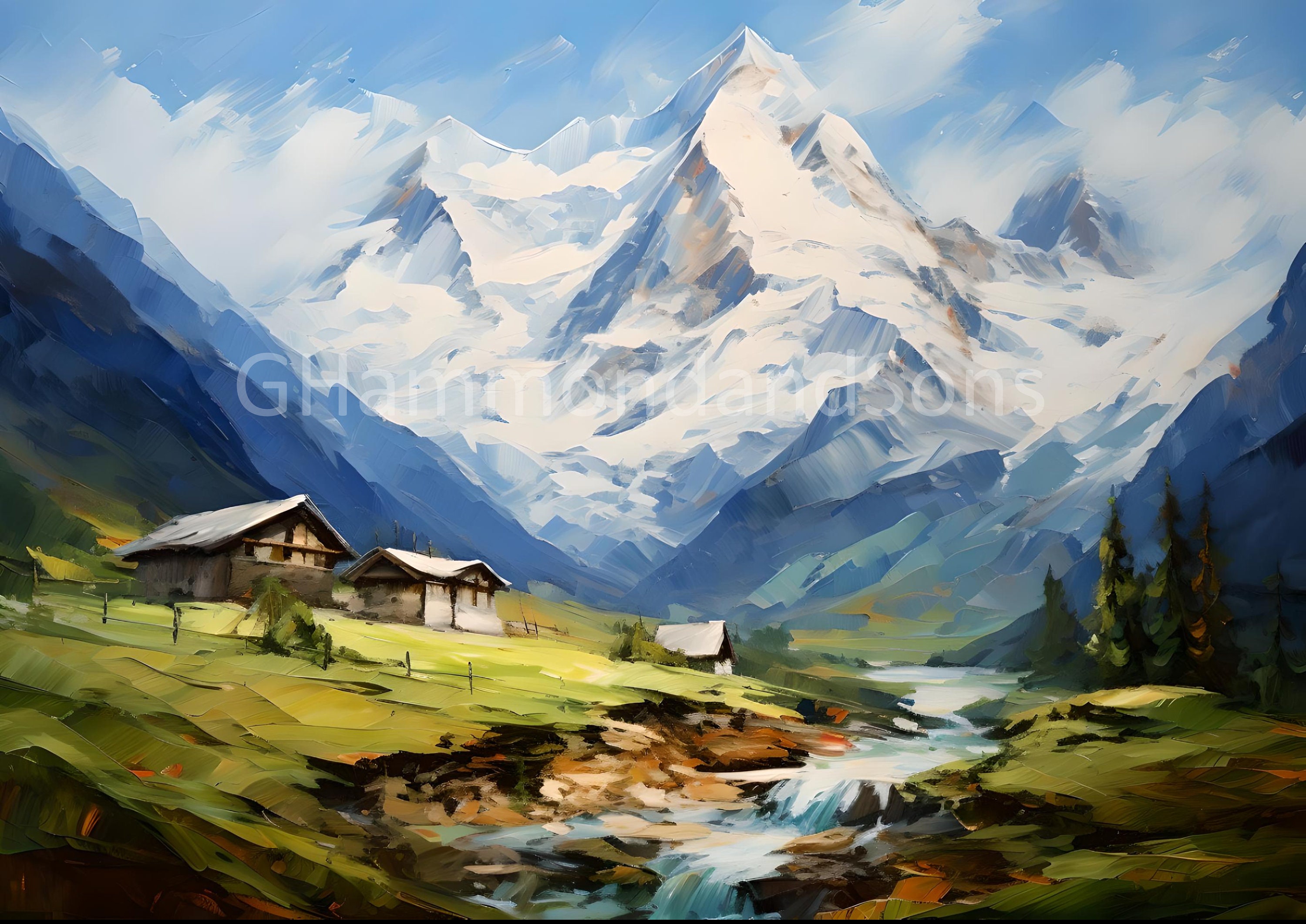Swiss alps oil painting - Etsy 日本