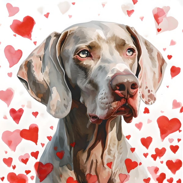 Weimaraner Love, Valentines Day, 4000x4000 pixels, PNG file - Digital download