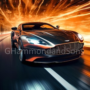 Aston Martin car art digital print - A3 portrait - PNG file - Digital download