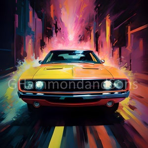 Dodge Charger car art digital print - A3 portrait - PNG file - Digital download