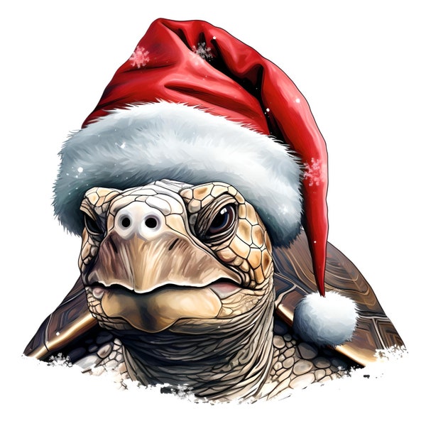 Tortoise Santa Claus, Santa Tortoise, Xmas Tortoise, 4000x4000 pixels, PNG file - Digital download