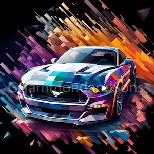 Ford Mustang art digital print - A3 portrait - PNG file - Digital download