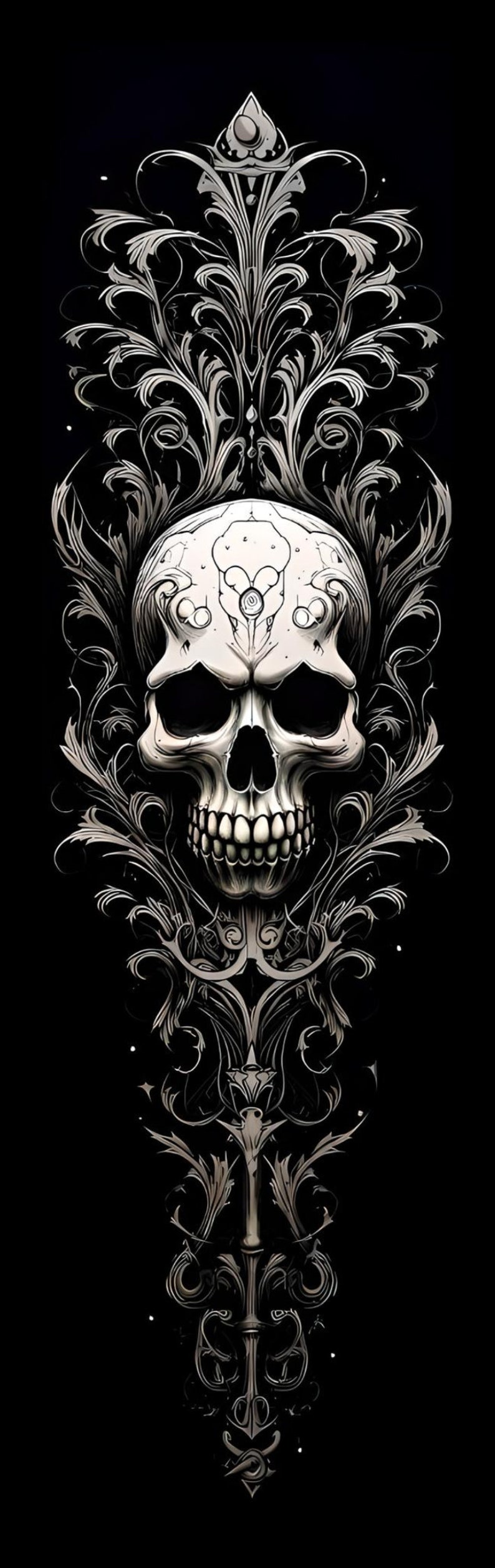 Gothic Halloween Black and White Skull Bookmark Design - PNG File ...
