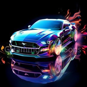 Ford Mustang art digital print - A3 portrait - PNG file - Digital download