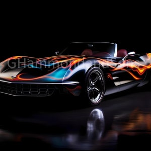 Corvette Stingray car art digital print - A3 landscape - PNG file - Digital download