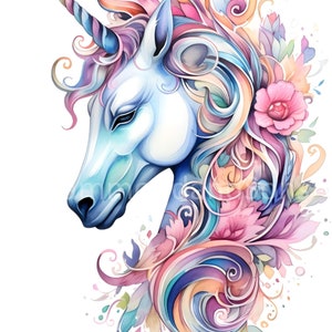 Unicorn Portrait, Art Print, Digital Download A3 PNG - Ideal for Horse Lovers and Art Enthusiasts