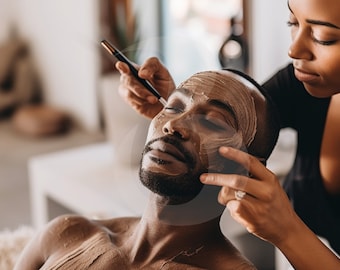 Male Facial, Esthetician, Diverse Beauty Stock Photos, Stock Photo Bundle, Stock Photos, Black Models, Black Stock Photos, Social