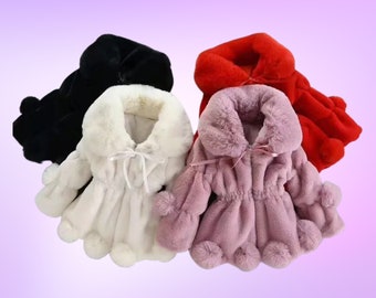 Baby Girls Faux Fur Coat - Autumn Winter Warmth, Elegant Outerwear for Girls, Toddler Fashion